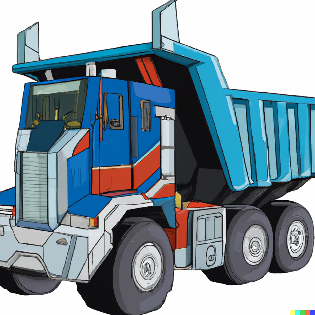Prompt: original Optimus Prime as a dump truck 