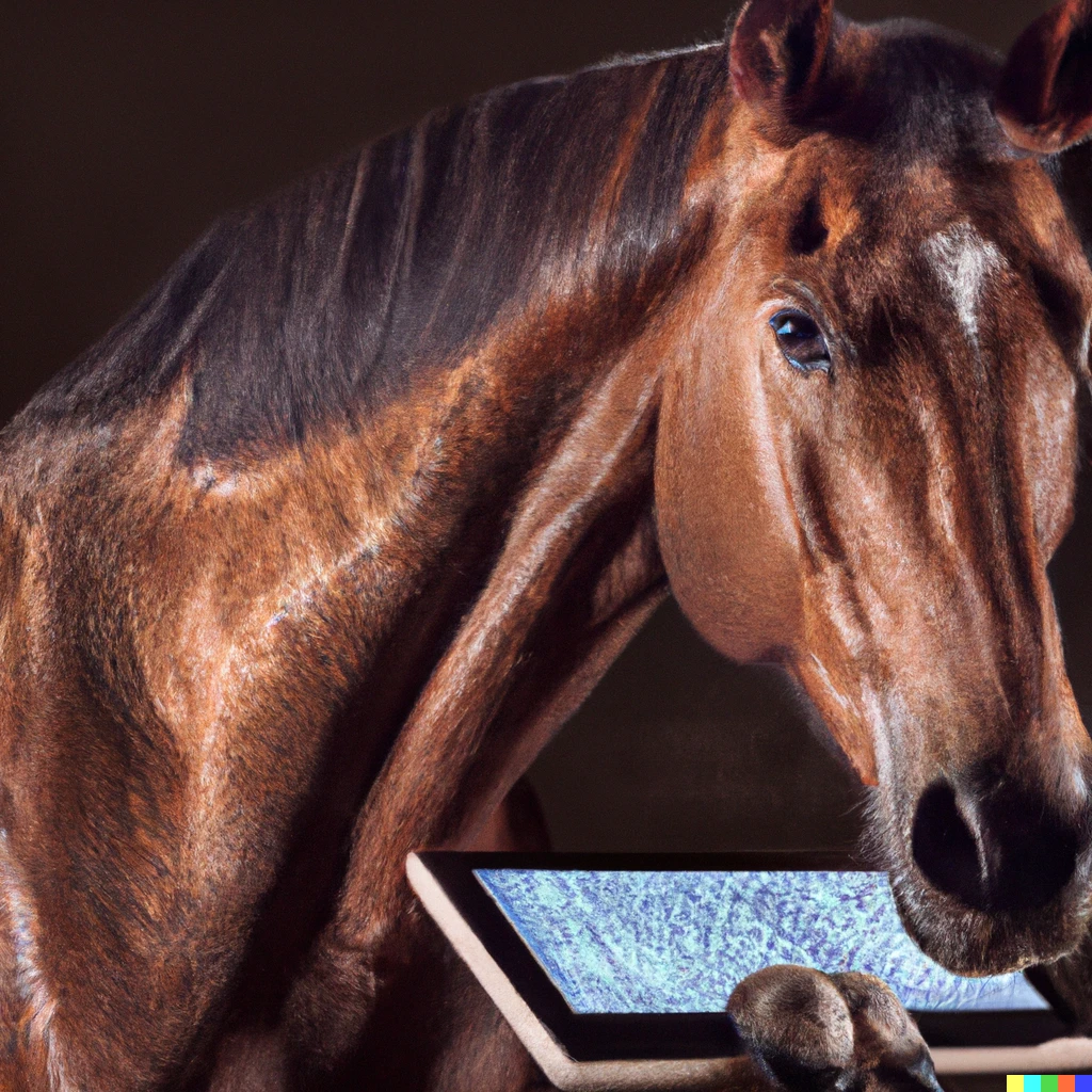 Prompt: A horse as an expert in Machine Learning, studio light.
