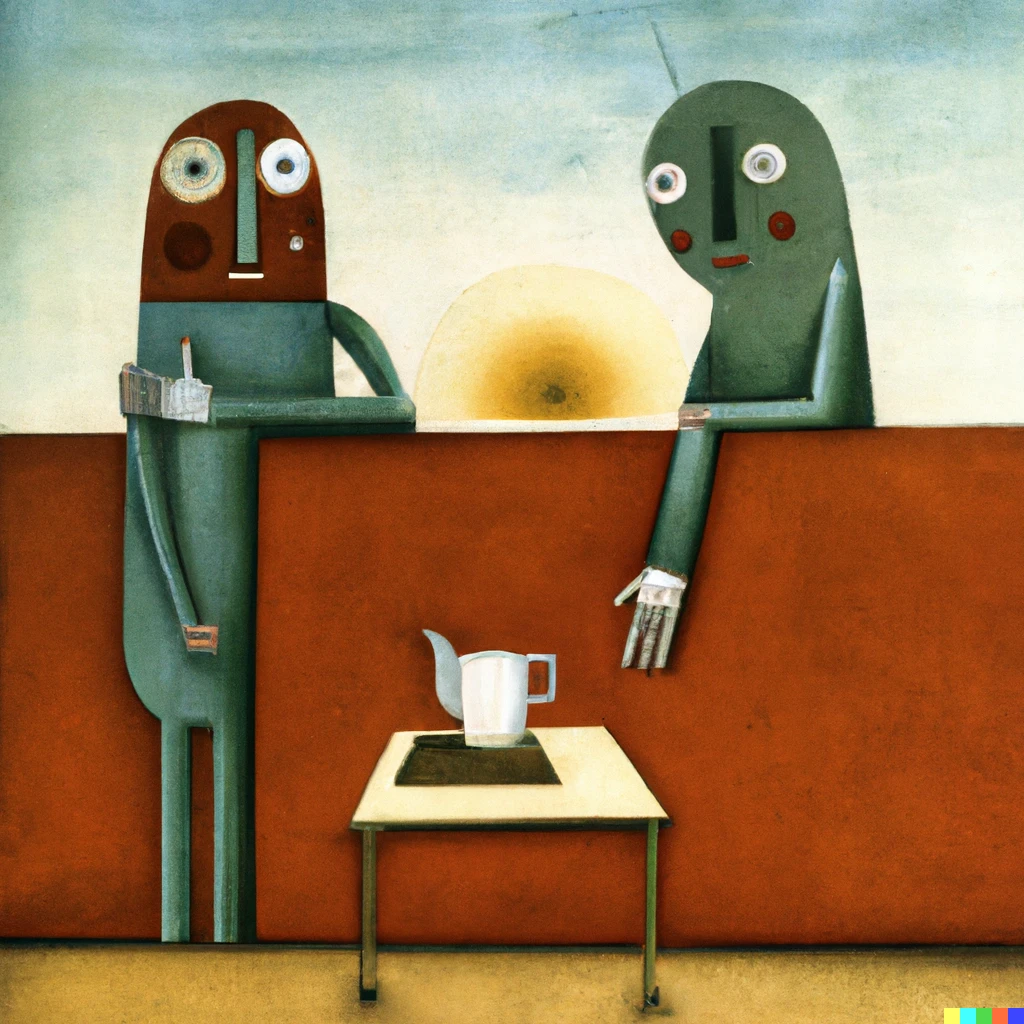 Prompt: Good morning, surreal oil paiting by Victor Brauner