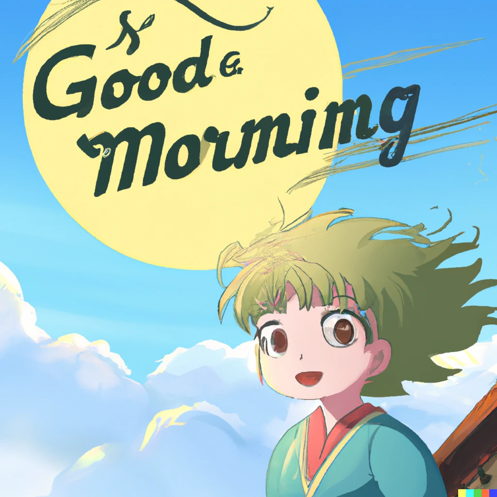 Prompt: Good Morning, in original anime style of Hayao Miyazaki and Ghibli Studio