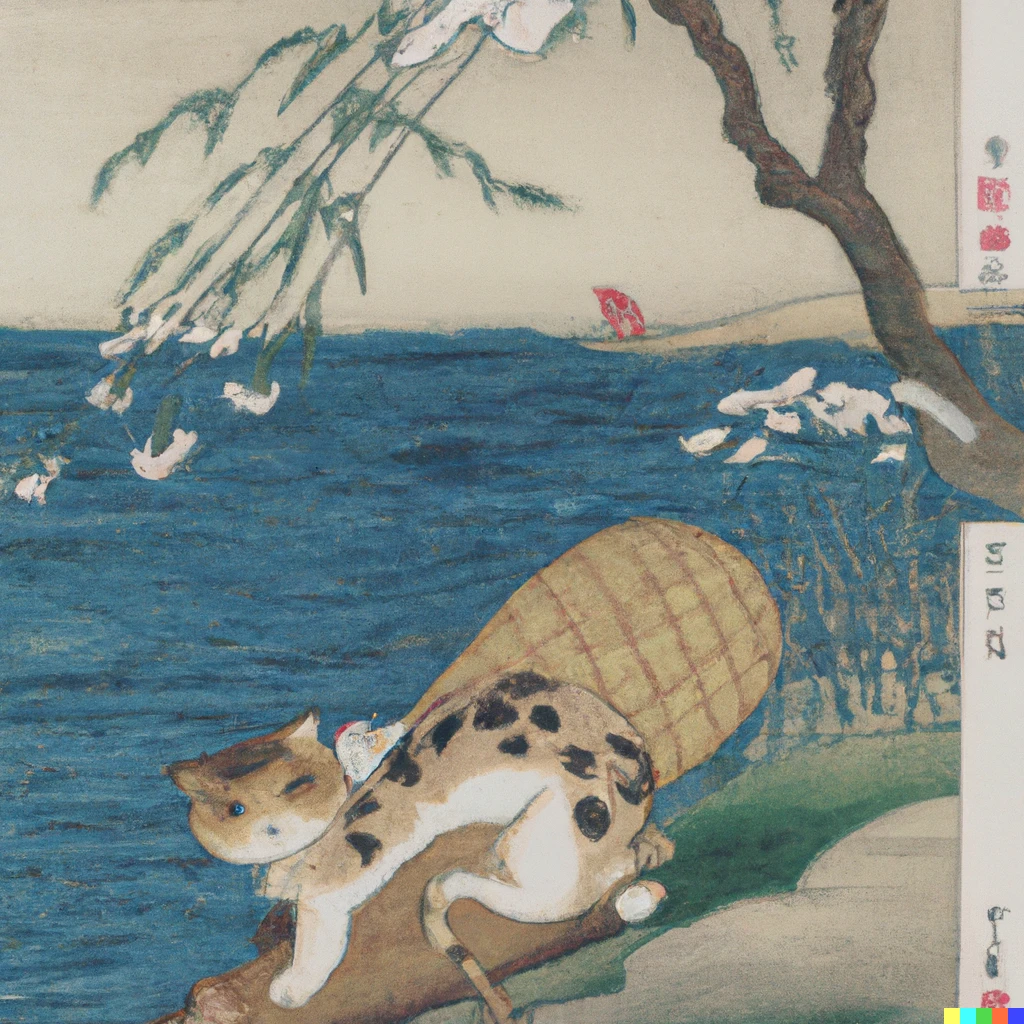 Prompt: 吾輩は猫である, by Hiroshige