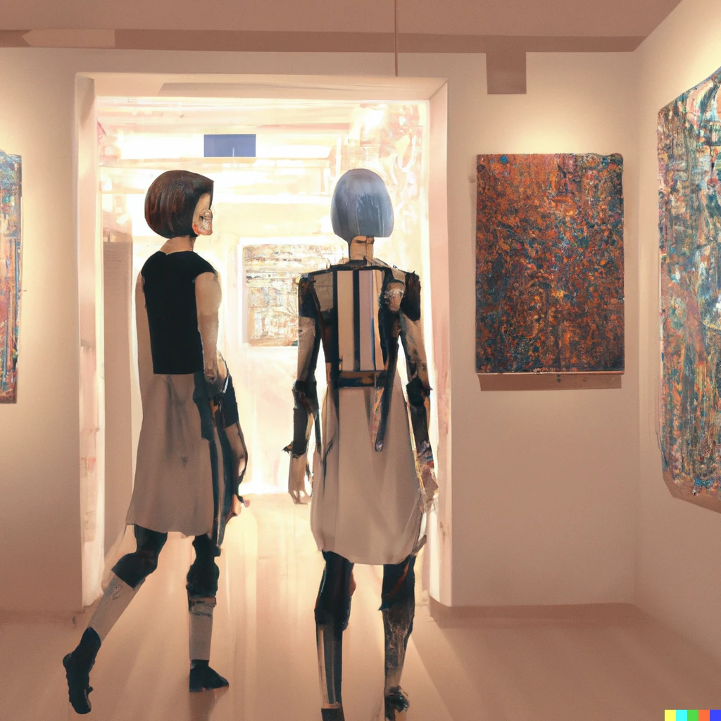 Prompt: Two AI artist walk into a gallery...