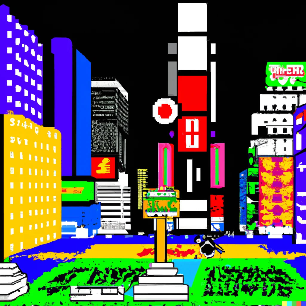 Prompt: times square in style of super mario world