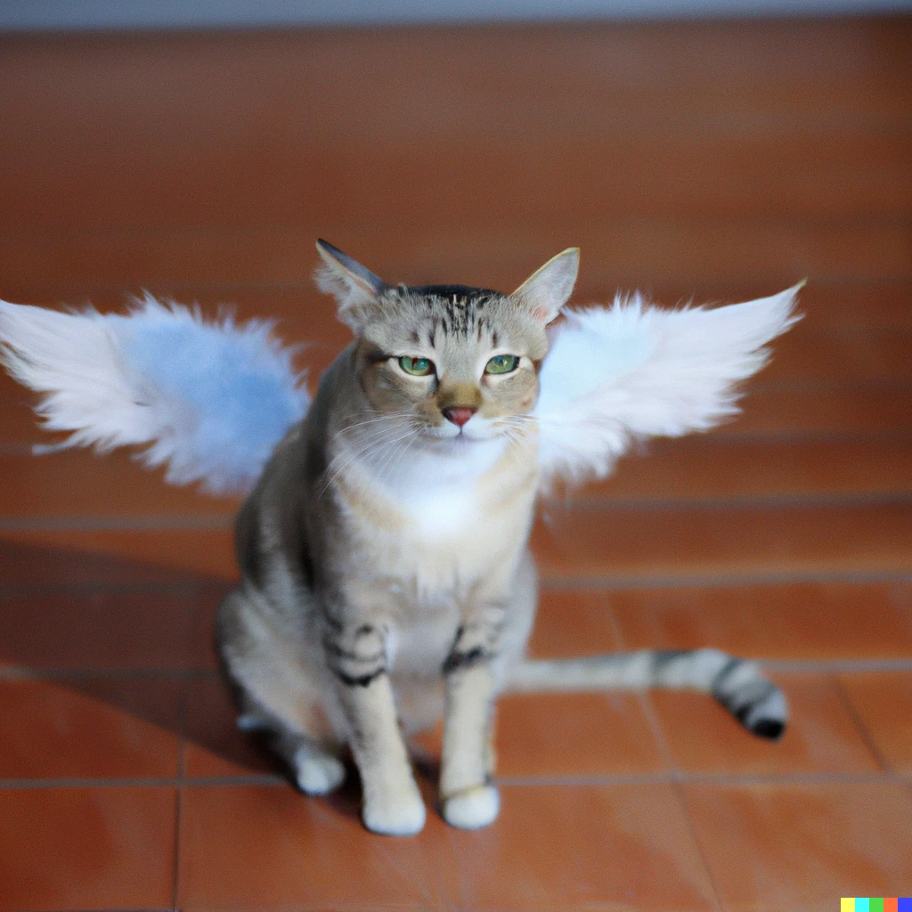 Prompt: A cat with angel wings.