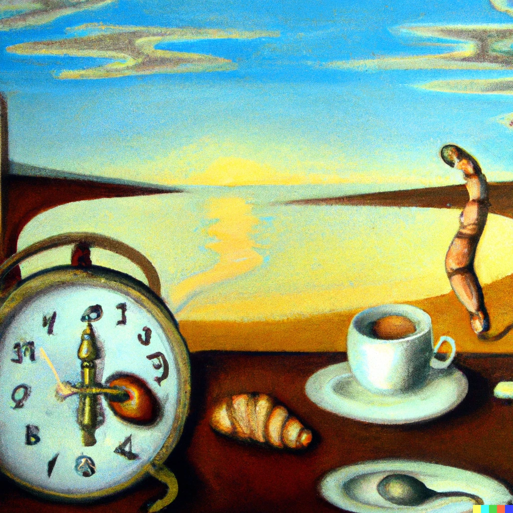Prompt: Good morning, oil painting Salvador Dalí, 