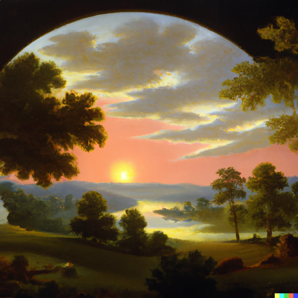 Prompt: Good Morning, oil painting by Thomas Cole