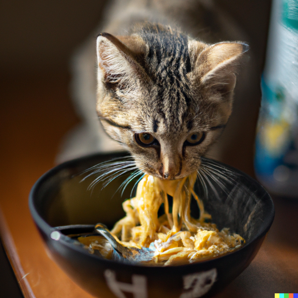 DALL·E | a photo of a kitten eating a bowl of ramen, extremely detailed ...