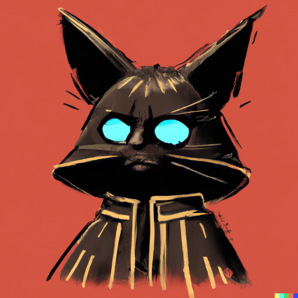 Prompt: darth vader as a cat in Miyazaki style 