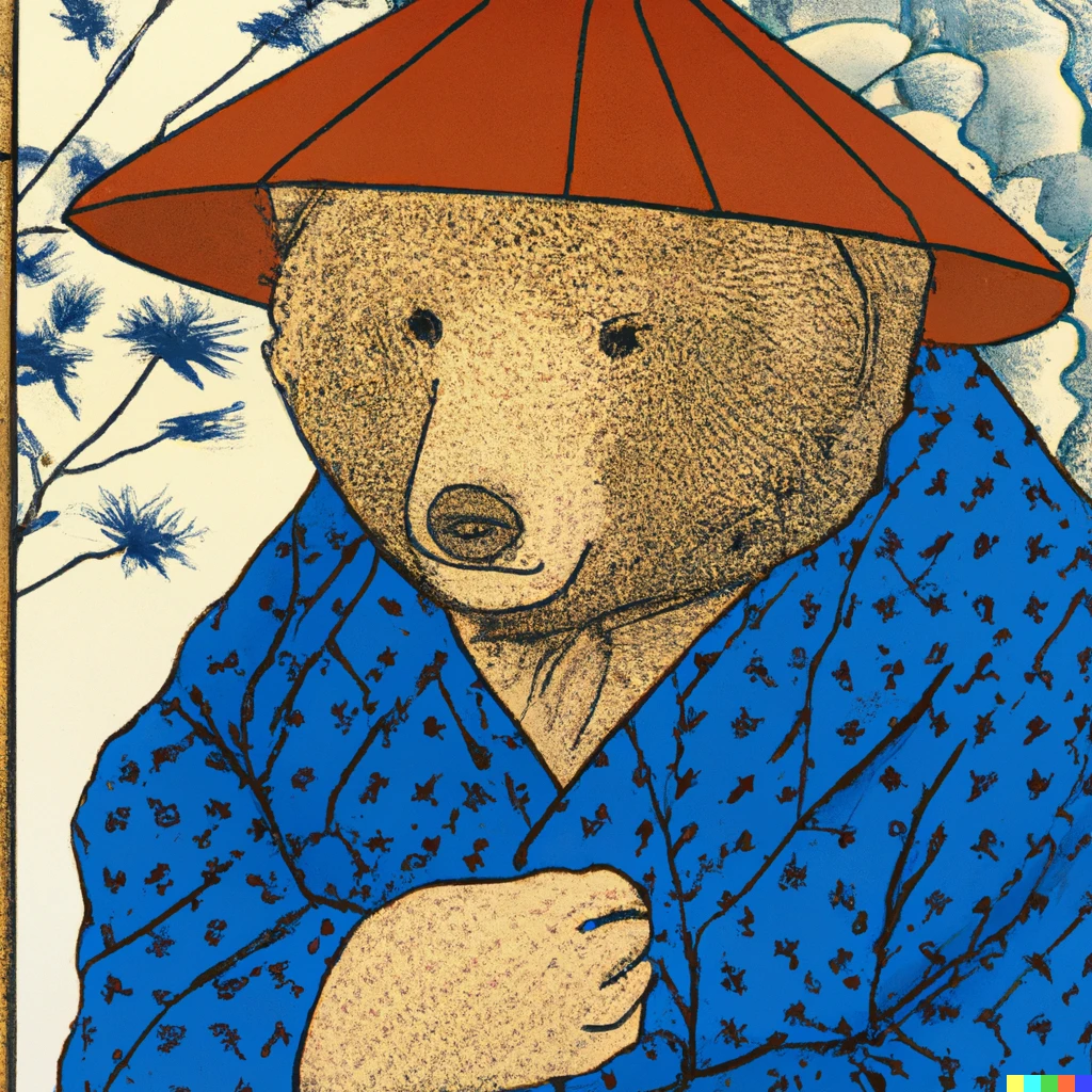 Prompt: Hokusai portrait of Paddington Bear