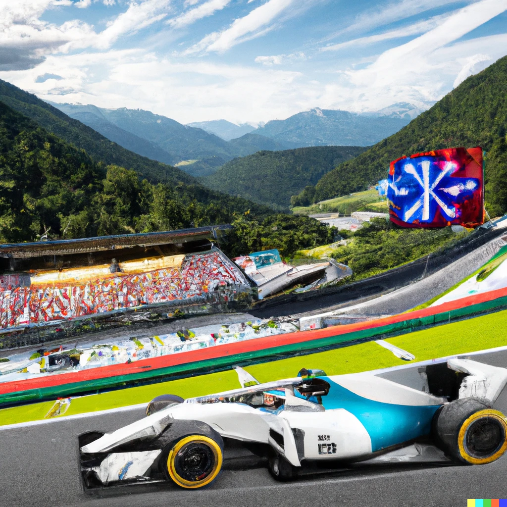 Prompt: DALL-E 2 watches the Formula One Austrian Grand Prix 2022