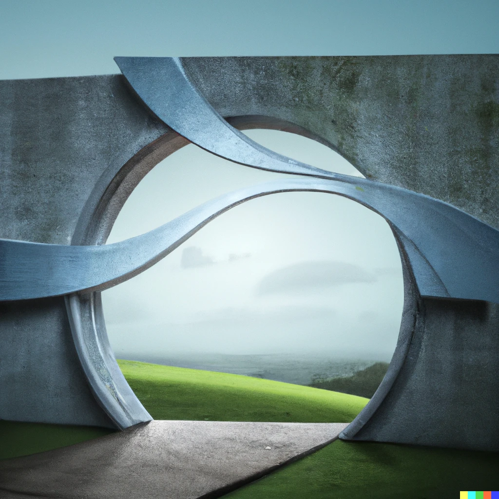 Prompt: An landscape photo of the great archway that turns dreams into reality