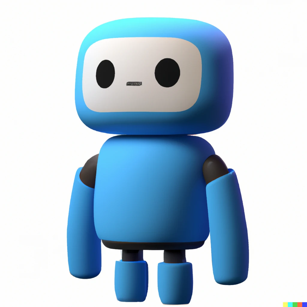 Prompt: 3D render of a tiny, cute, cartoon blue robot, digital art