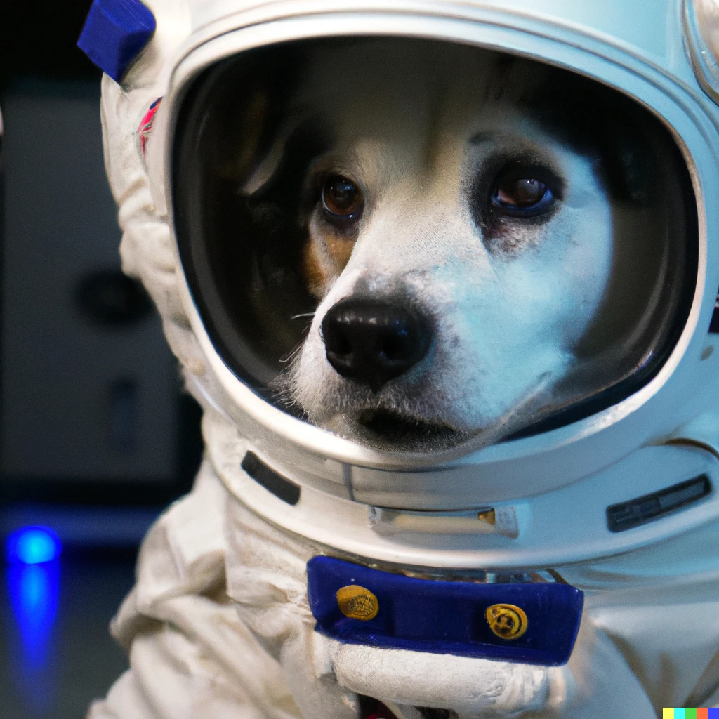 Prompt: High quality photo of a dog with astronuate suit