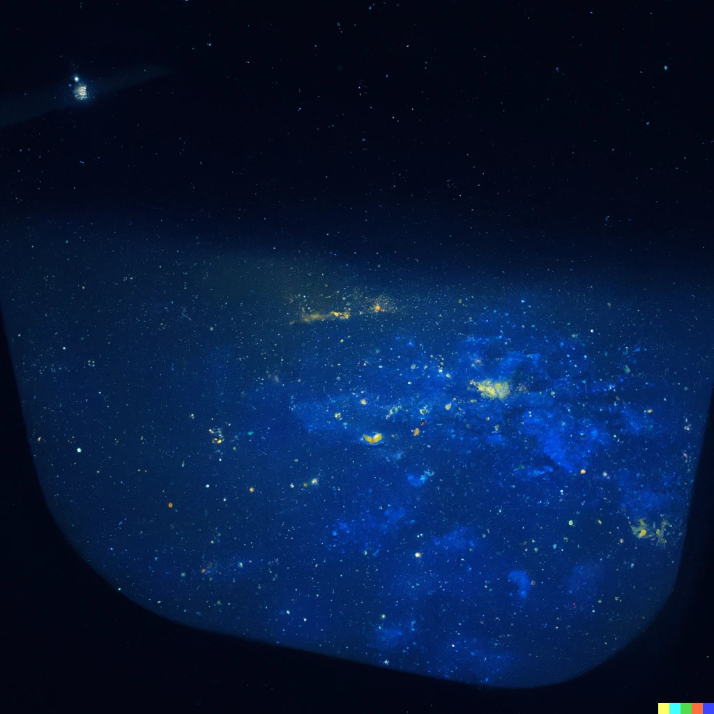 Prompt: "Starry Night" by Van Gogh from the perspective of a plane in the sky