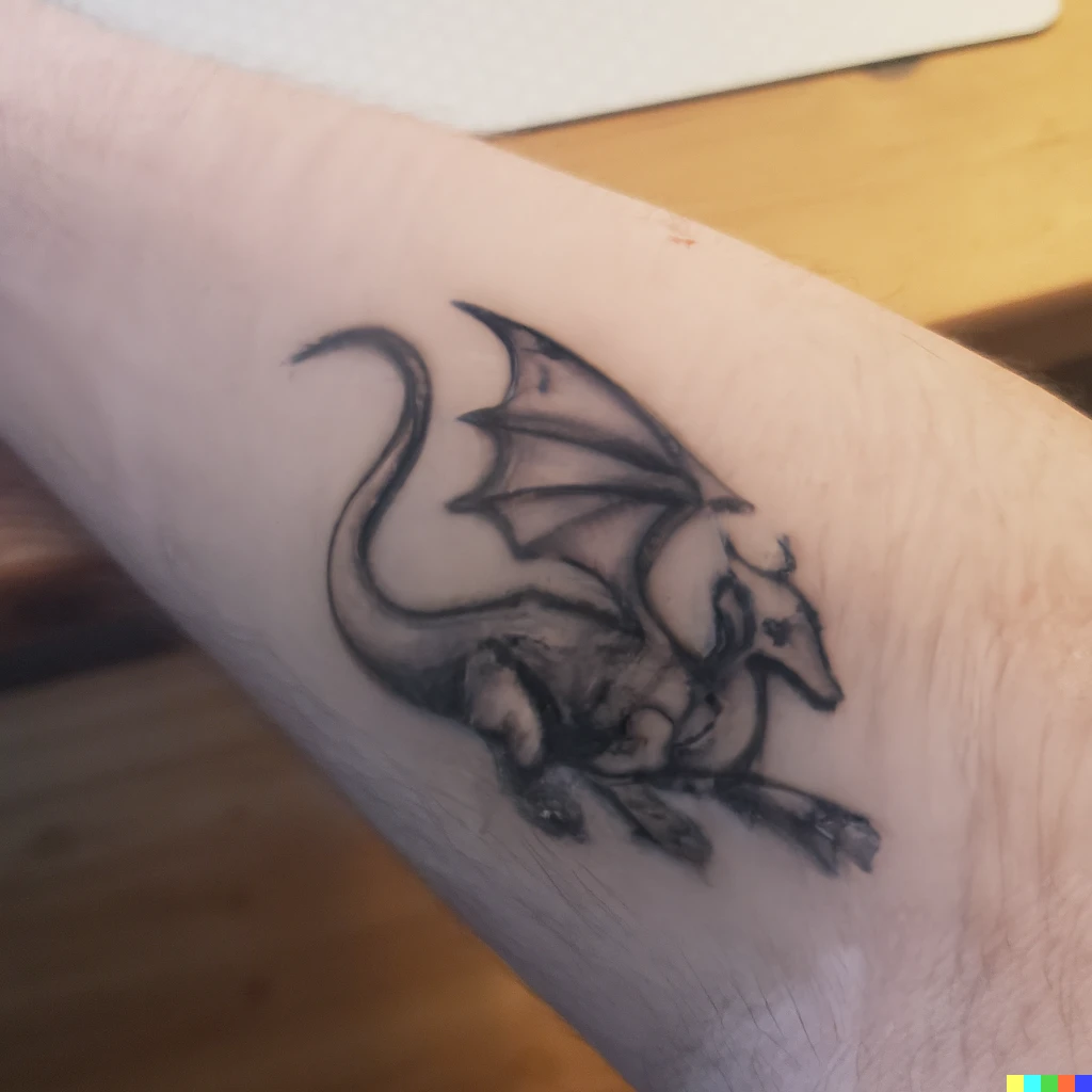 Prompt: A tattoo of a dragon inspired by Lord Of The Rings 
