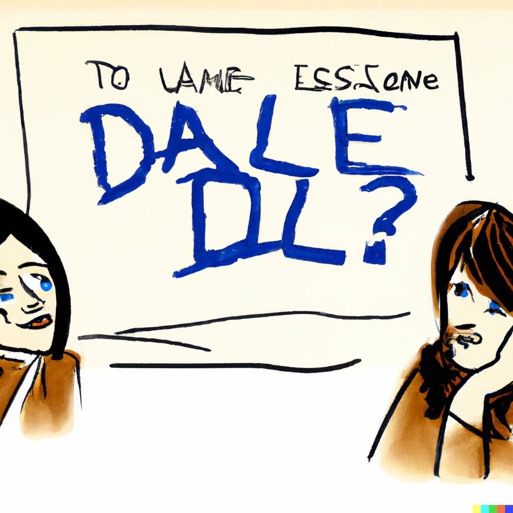 Prompt: a sketch of graphic designers not understanding what dall-e means for their future