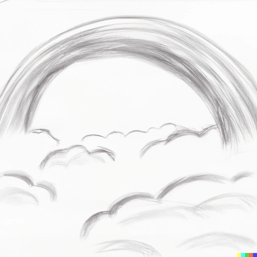 Prompt: grayscale sketch of a rainbow
