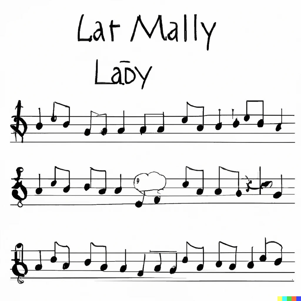 Prompt: Sheet music for marry had little lamb
