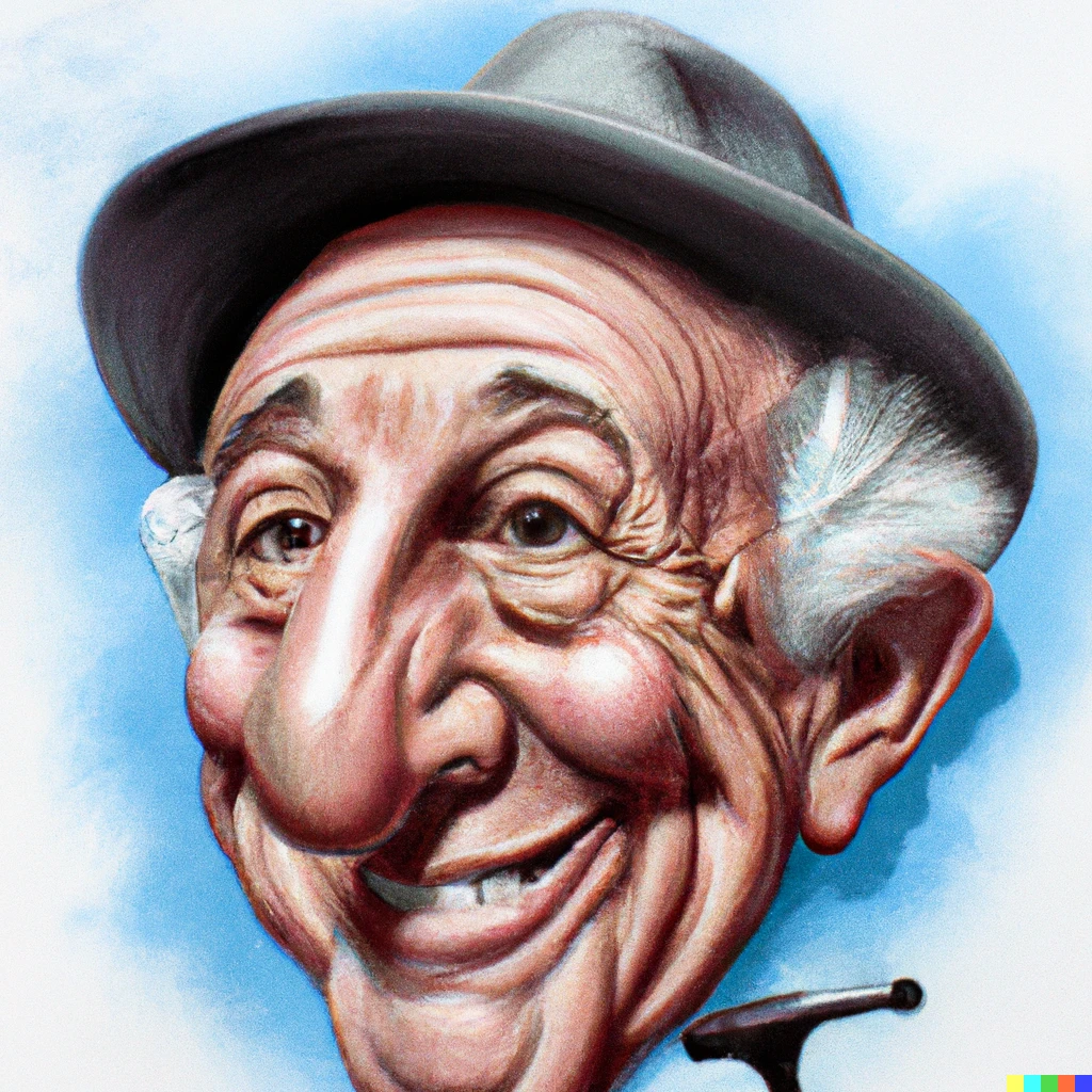 Prompt: An airbrush caricature of an old man