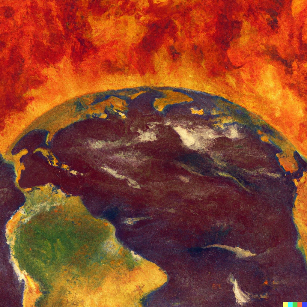 Prompt: A painting of the Earth on fire, in the style of Turner