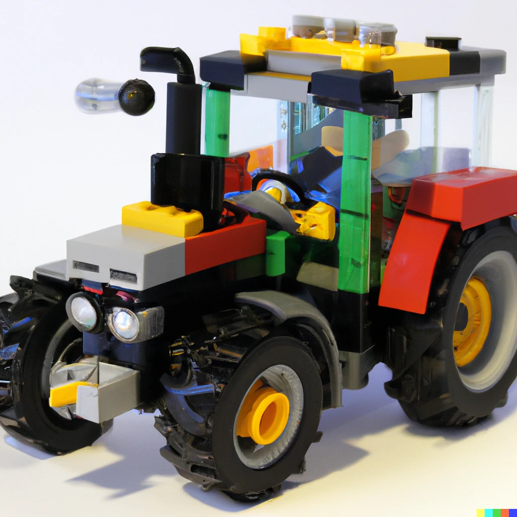 Prompt: A detailed lego model of a tractor