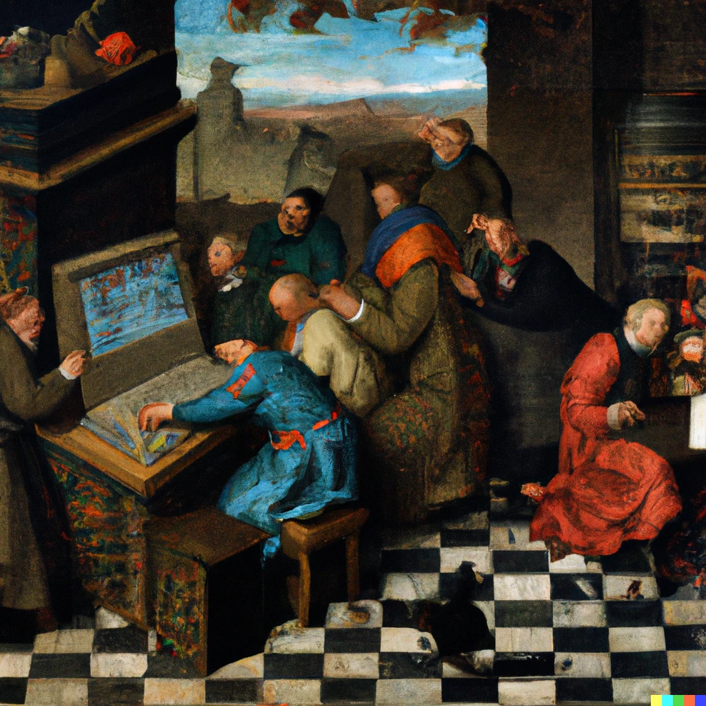 Prompt: “IBM PC” by Pieter Brueghel the Elder