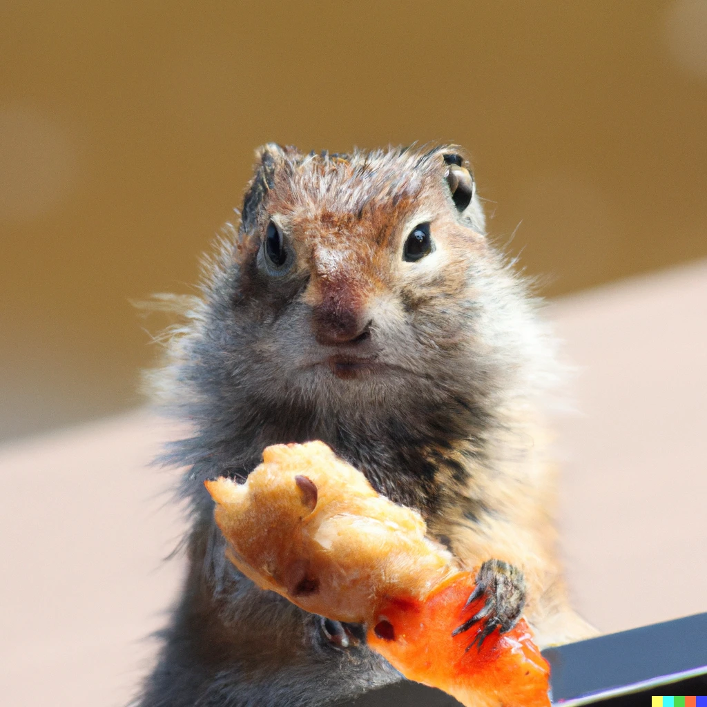 Prompt: A real photo of a gopher eating a shrimp tempura
