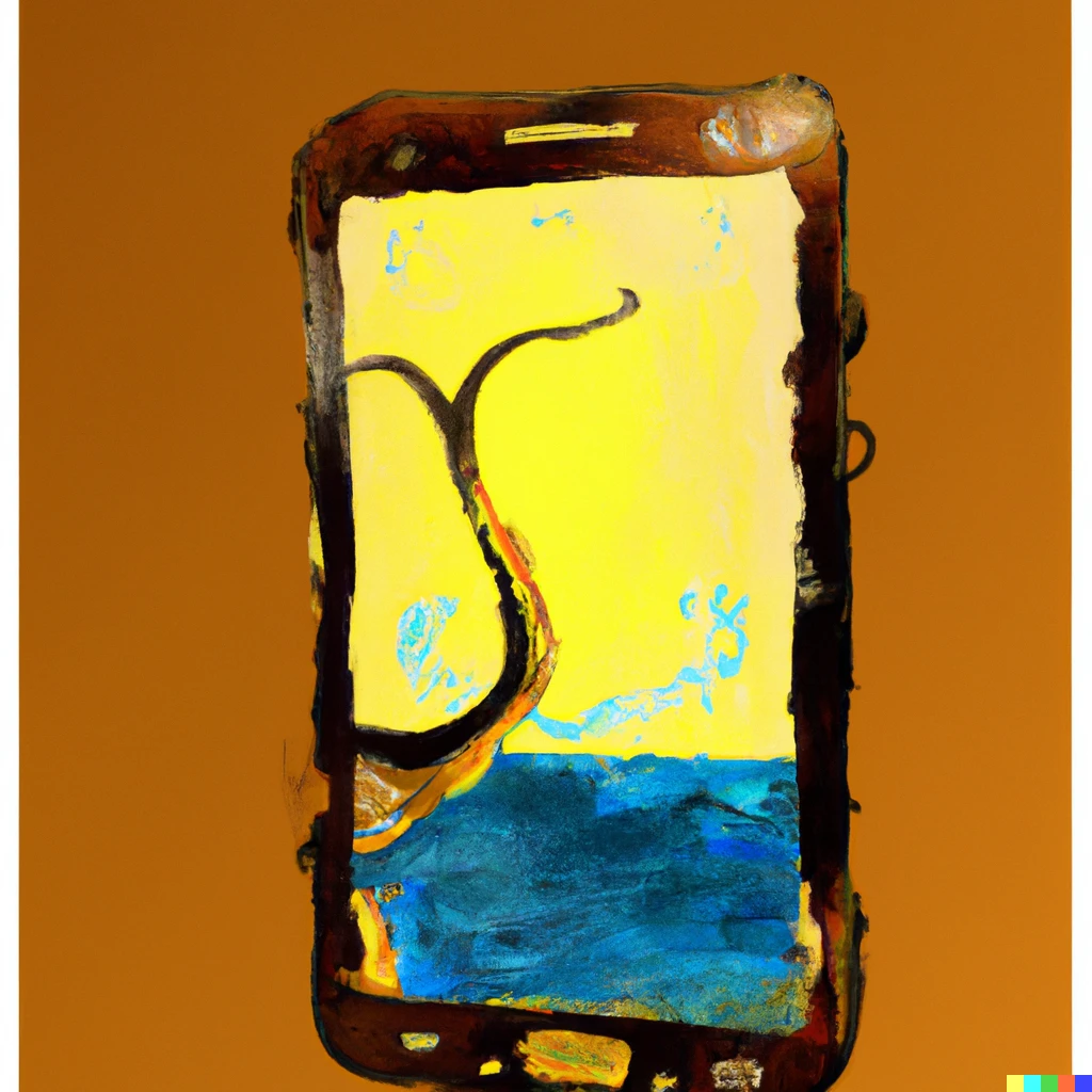 Prompt: painting of an iphone screen by dali 
