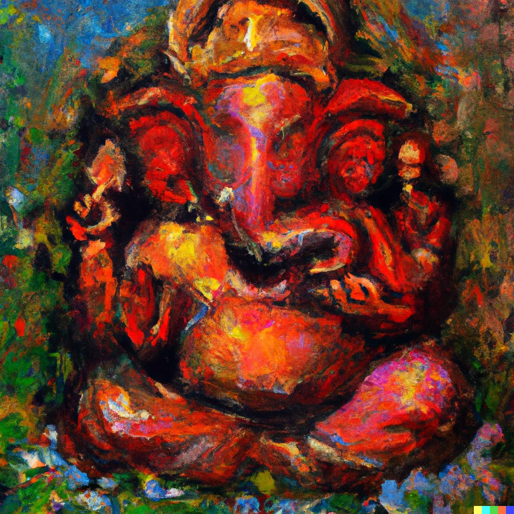 Prompt: painting of ganesha in the style of monet