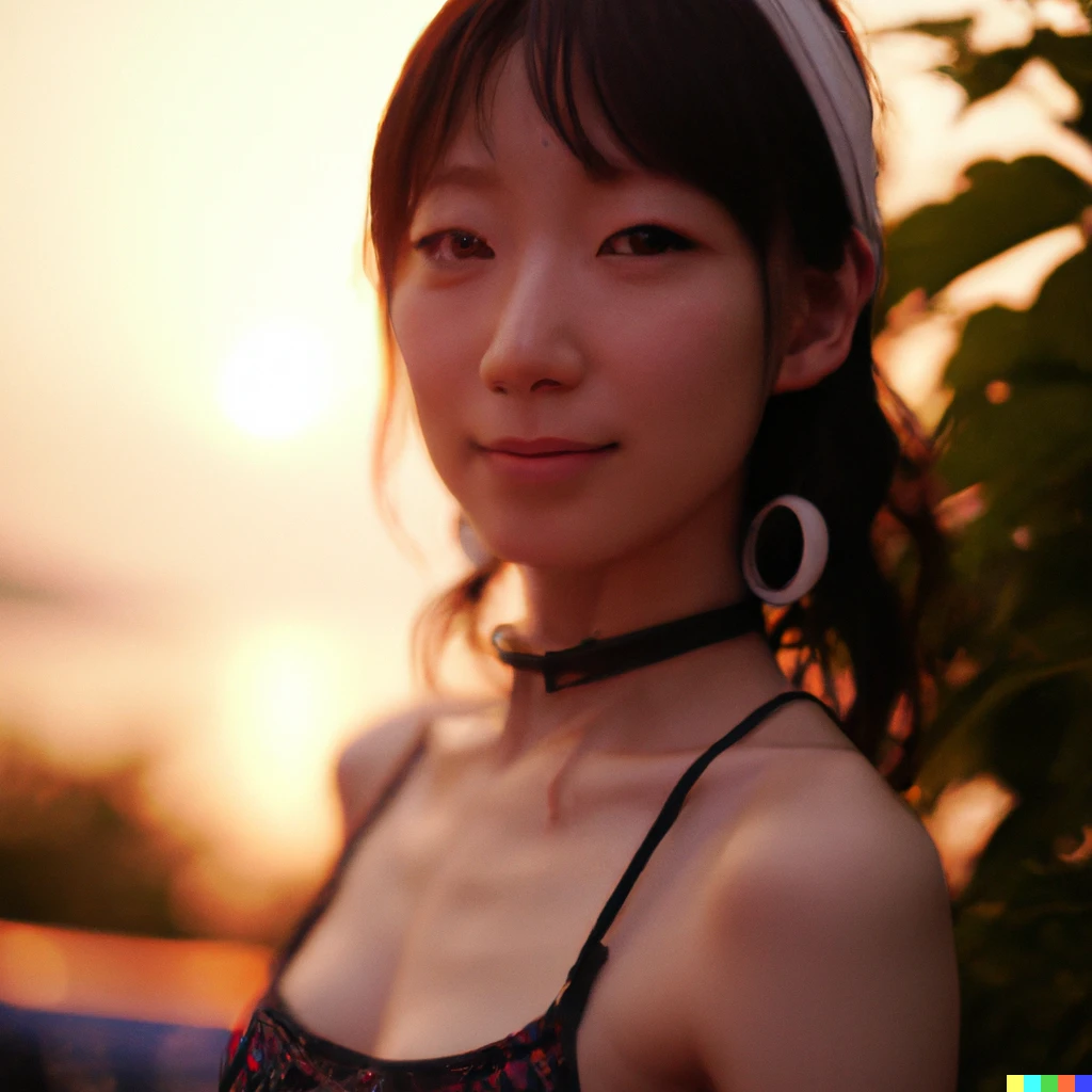 Prompt: a medium-full-shot,movie poster studio photographic portrait of perfect beautiful Korean women wearing strapless and tiny short pant,outdoors,sunset photo at golden hours,depth of field,Bokeh,shot on Leica Q2,on Flickr
