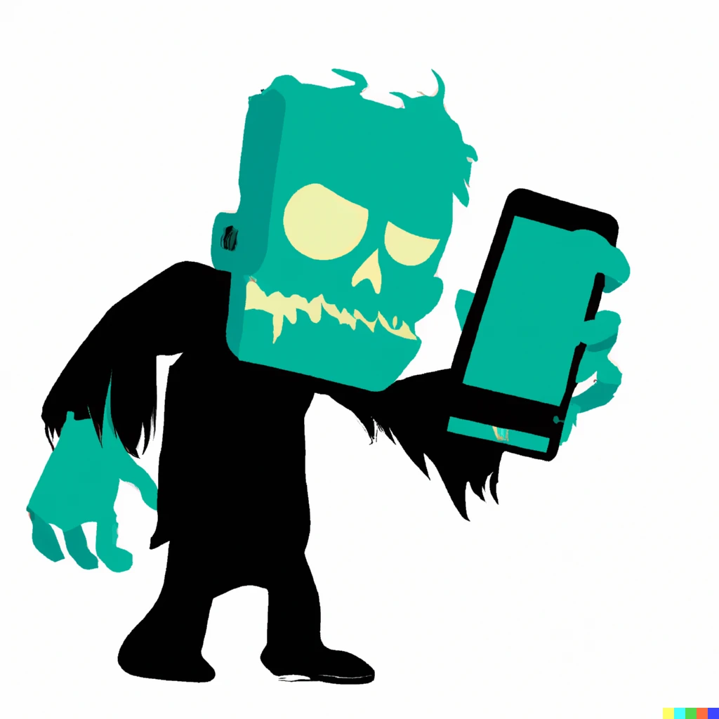 Prompt: Zombie to the iPhone 