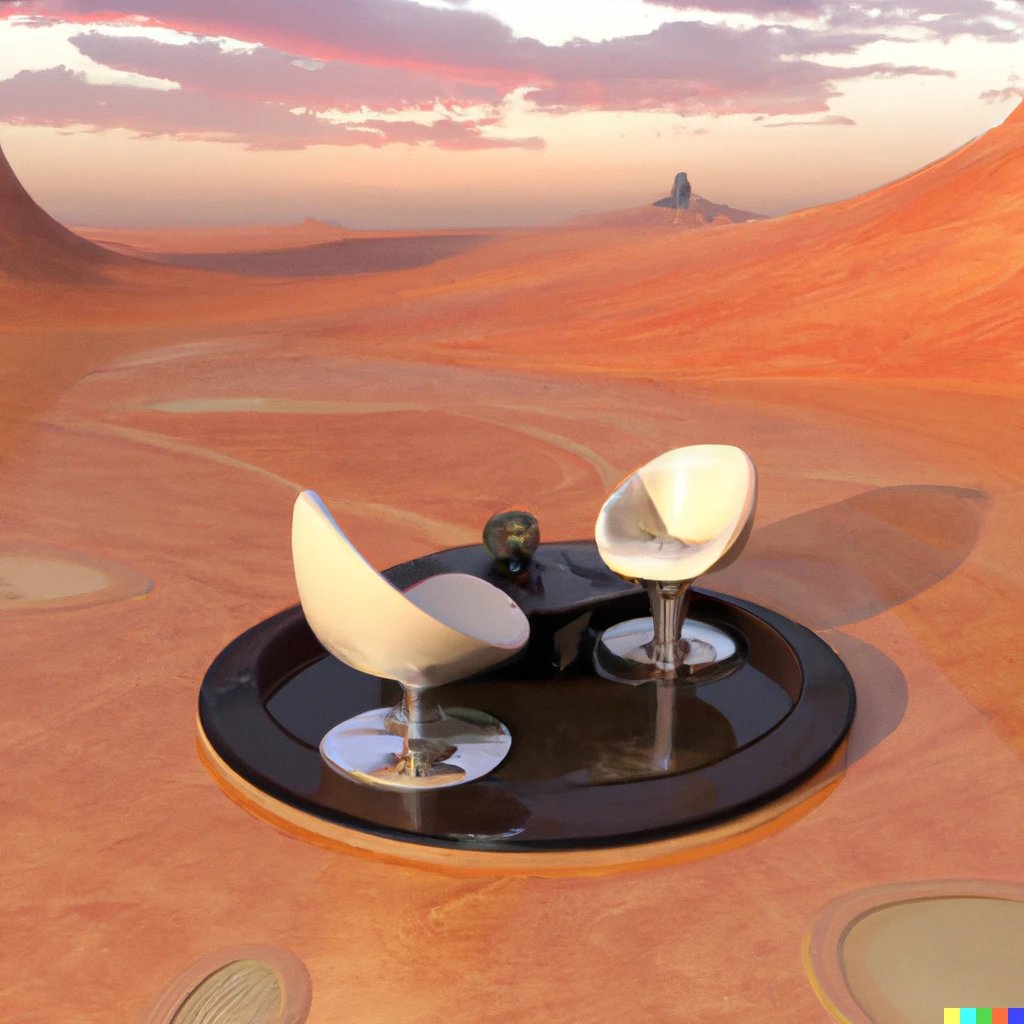 Prompt: Living room inspirations of the future in the desert