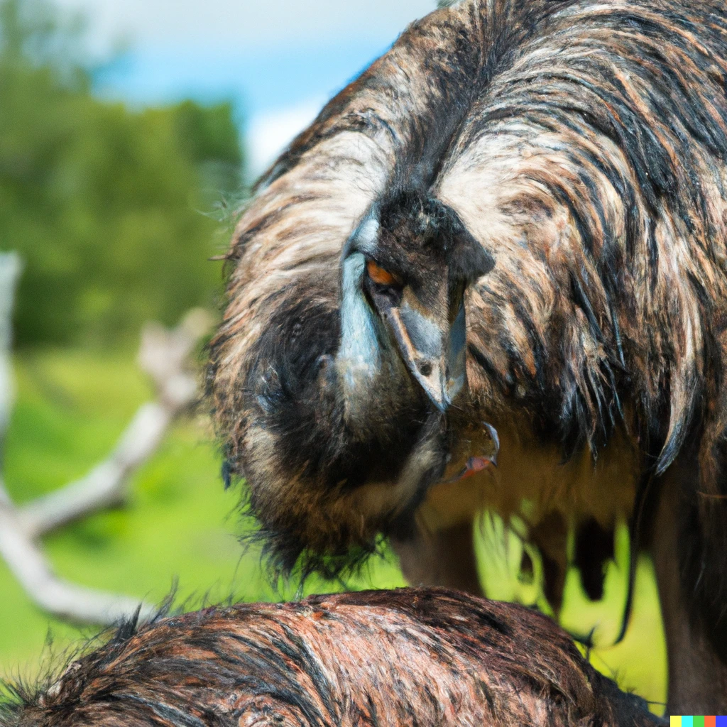 Prompt: An emu circumcising an orderly