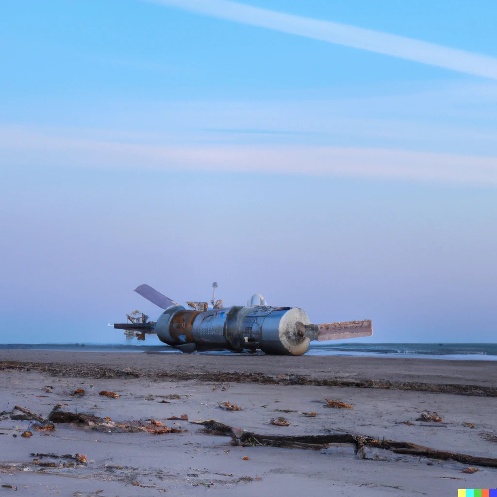 Prompt: International Space station stranded on a beach