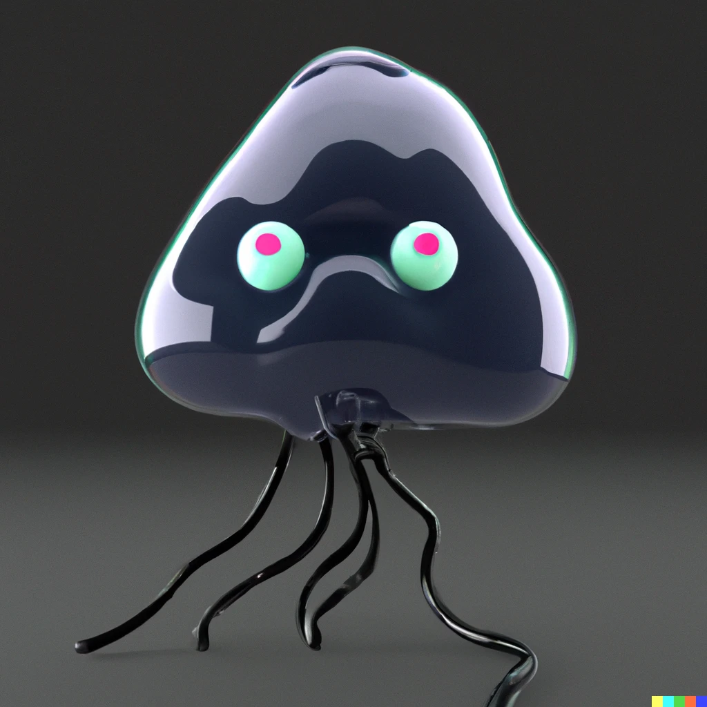 Prompt: A 3D render of an electric jelly monster looking blobbish.