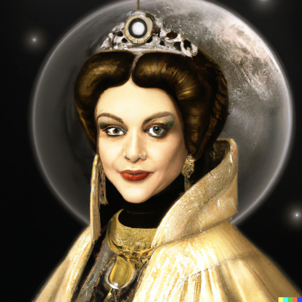 Prompt: A Queen in the old picture of star wars