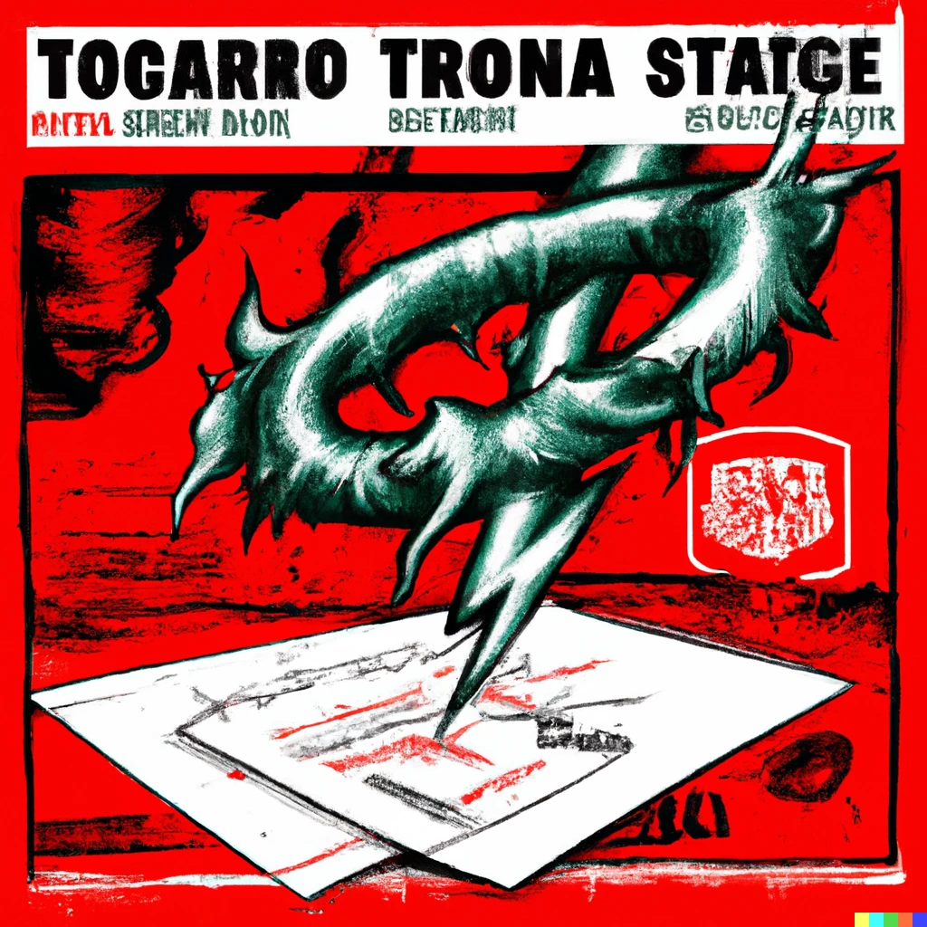 Prompt: Sanctioned Tornado Cash smart contract, style: a rage against the machine vinyl cover art