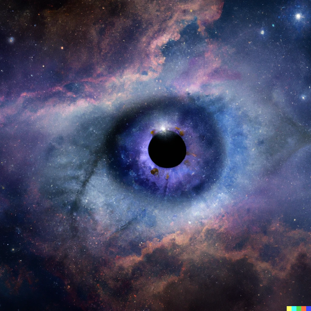 Prompt: High quality photo of a giant eye in a nebula