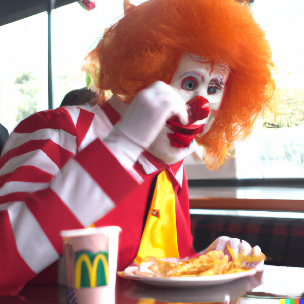 Christian × DALL·E 2 | Ronald mcdonald caught eating at burgerking 4k ...