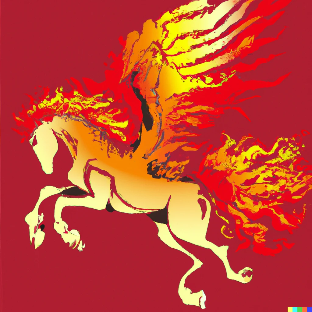 Prompt: a flying horse with a fiery mane