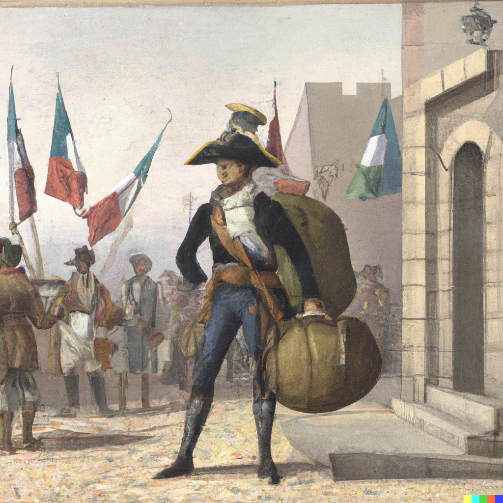 Prompt: French soldier arriving in mexico in 1861