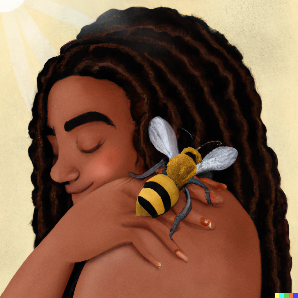 Prompt: Photo of a person hugging a bee, realistic