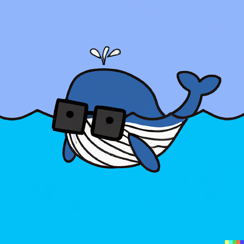 Prompt: Whale wearing glasses and in the ocean