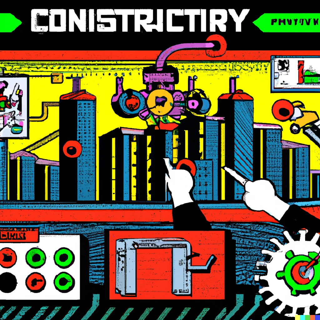 Prompt: industrial control systems cybersecurity explainer, in the pop art style