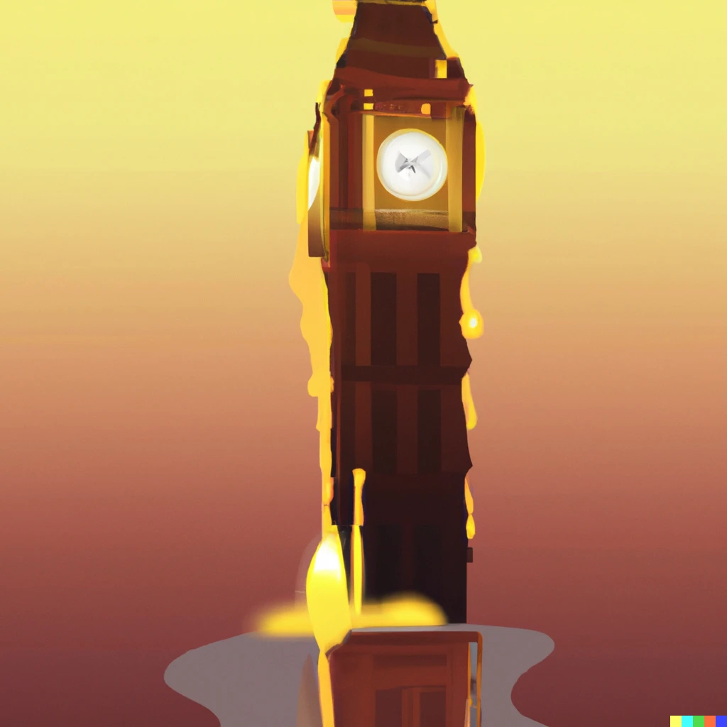 Prompt: Big Ben melting like a candle digital art