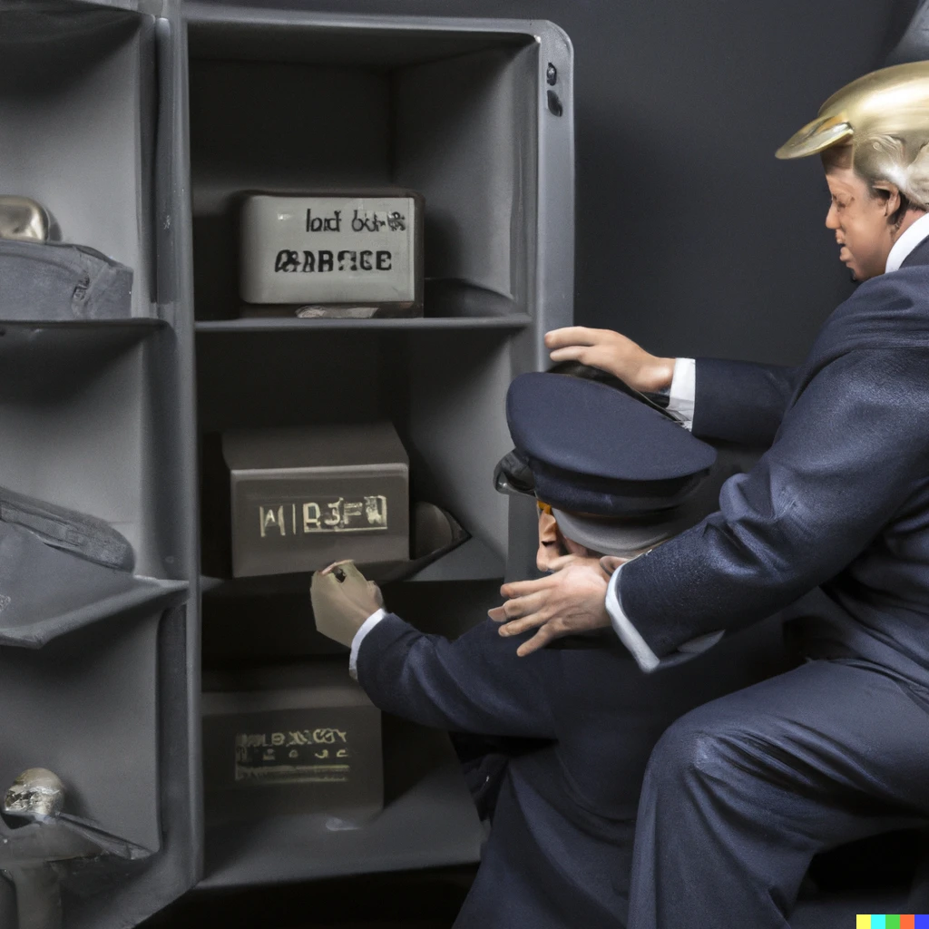 Prompt: Photorealistic image of fbi raiding Donald trump's safe