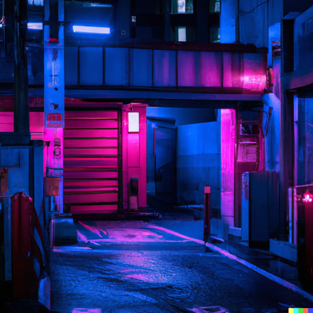 Atmospheric snapshot of life in a neon-drenched dystopia, Cyberpunk