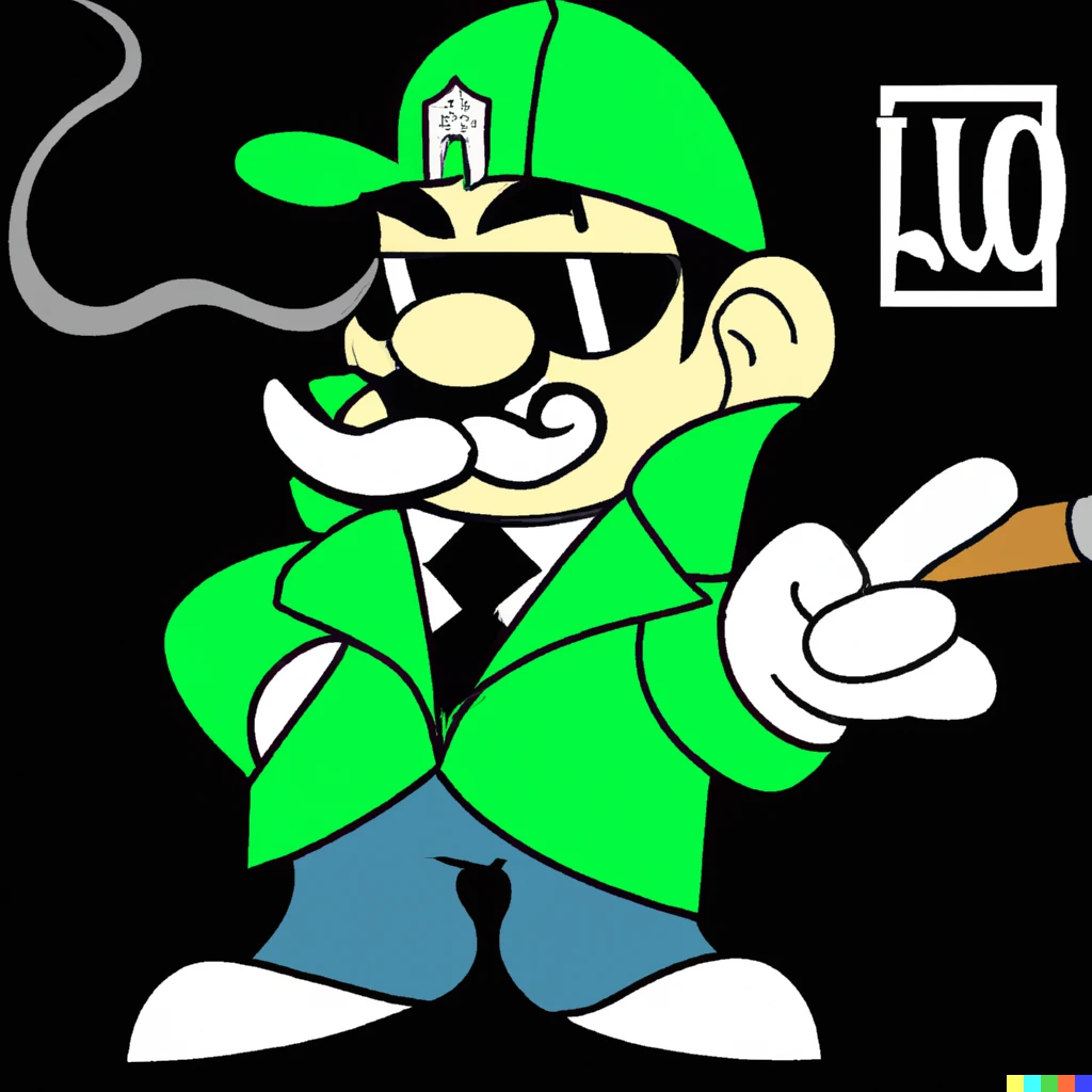 Prompt: Luigi as a gangster.