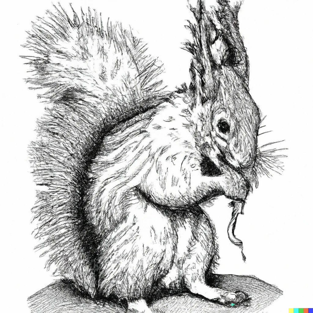 Prompt: a pen and ink drawing of a squirrel in the style of Durer