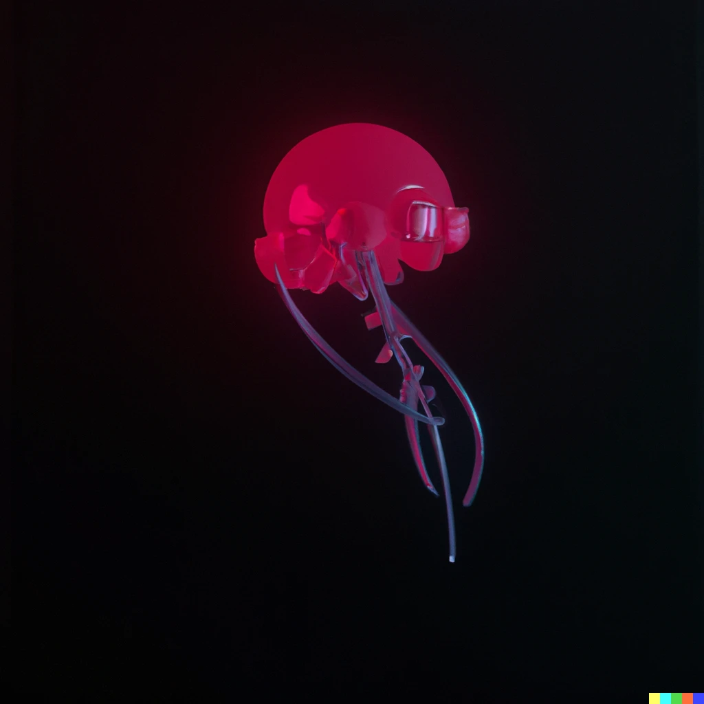 Prompt: 3d render of a balloon animal jellyfish synthwave style